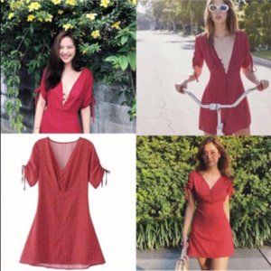 white polka dot mini dress